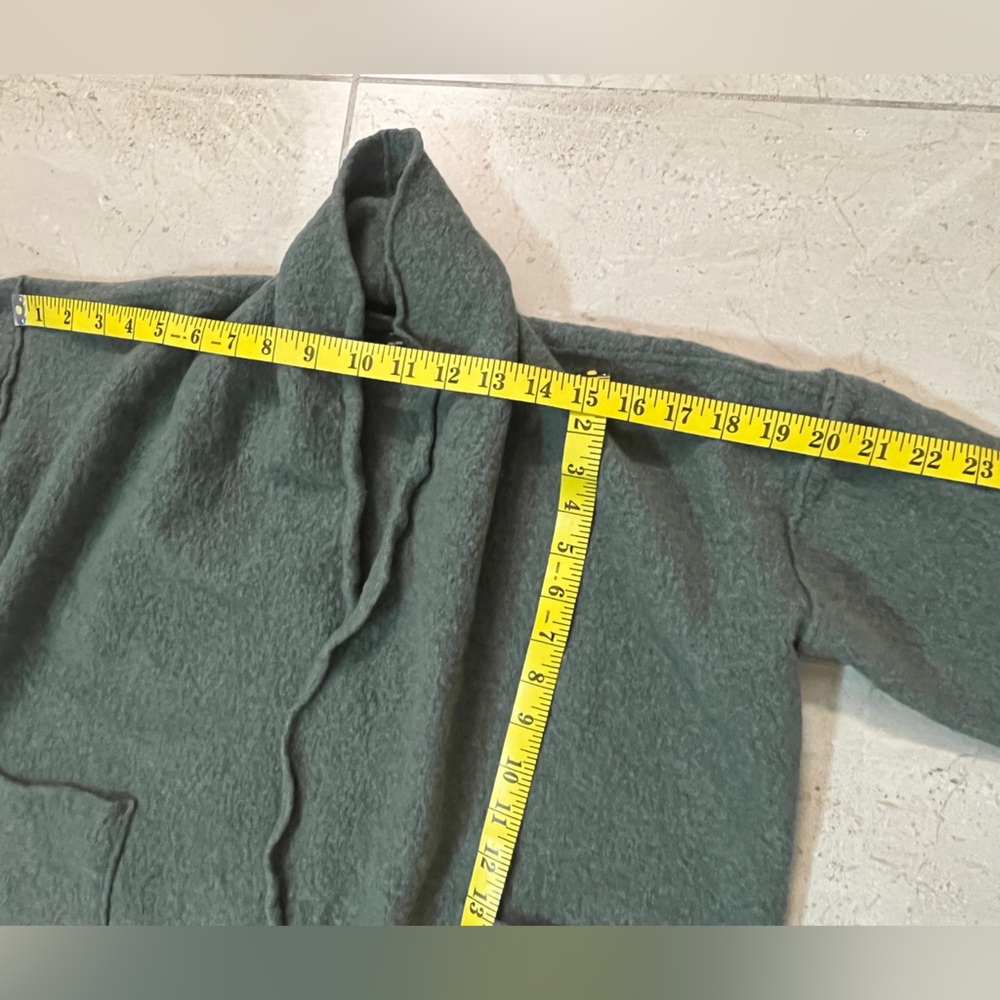 Eileen Fisher Wool Green Open Front Cardigan Sweater size PM - Picture 9 of 16